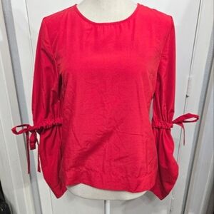 True Destiny Red Long Sleeve blouse With Elbow Ties NWT SZ M